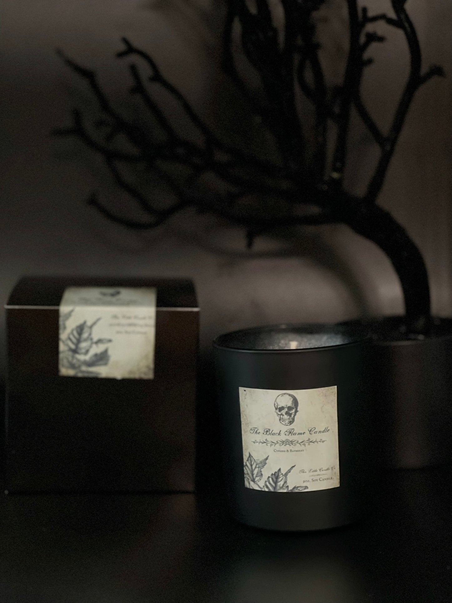 Black Concrete Halloween Candle Set