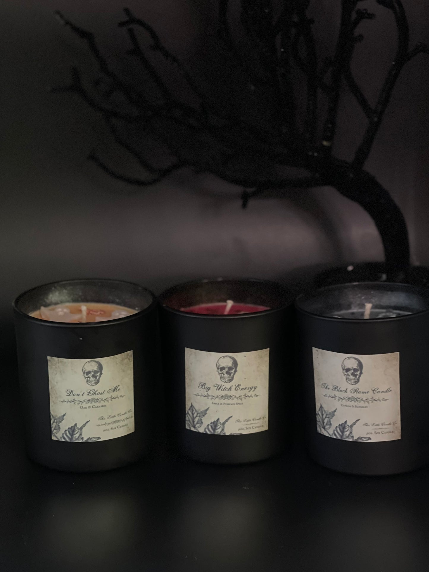 Black Concrete Halloween Candle Set